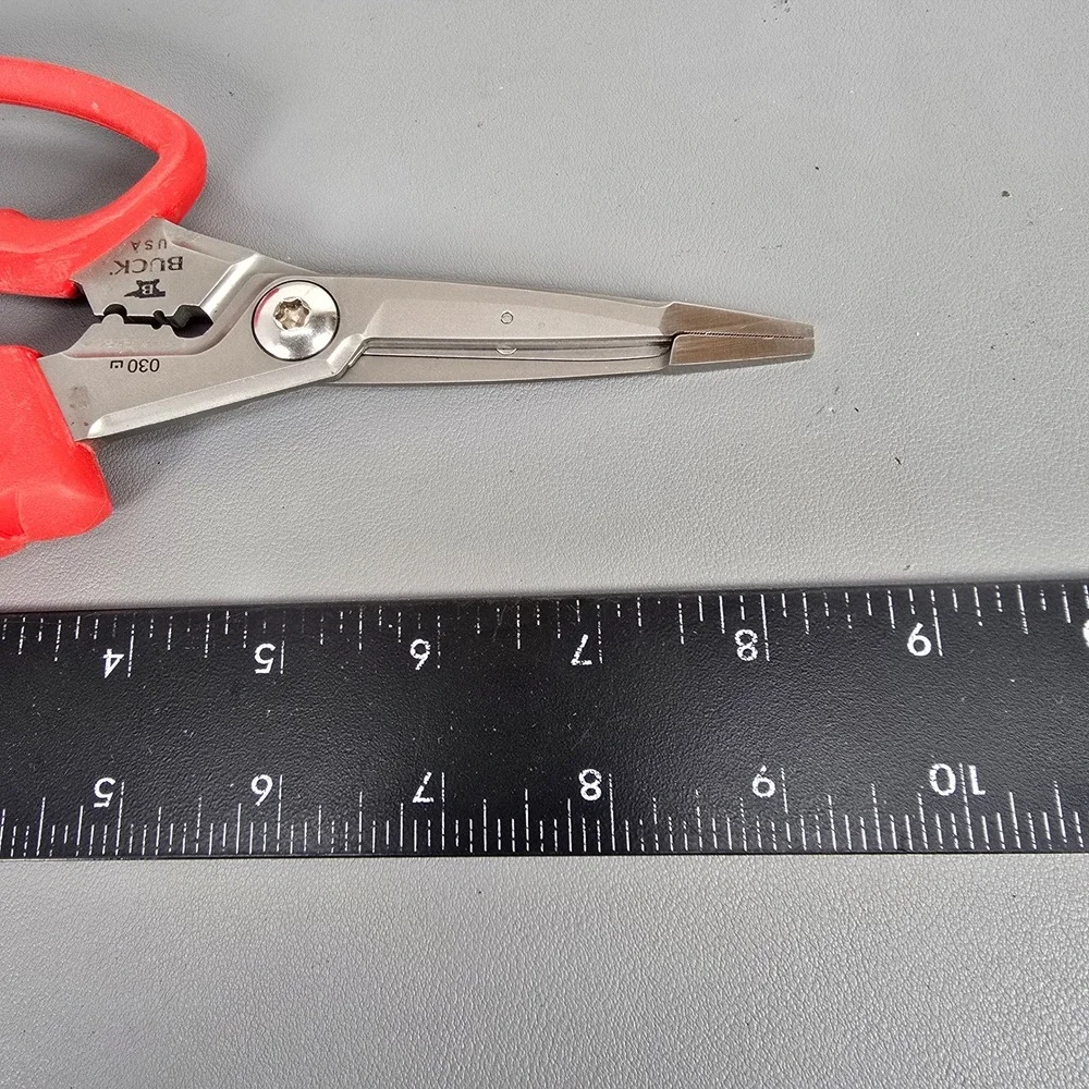Buck Knives 030 Splizzors Fishing Multi-Tool Shears Red 420HC Steel W/ Sheath